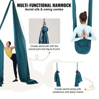 Columpio de Seda Aérea y Yoga, 11 Yardas, Kit de Hamaca de Yoga Aéreo con Tela de Nylon de 100gsm, Hardware de Rigging Completo y Guía de Configuración Fácil, Vuelo Antigravedad para Todos los Niv...