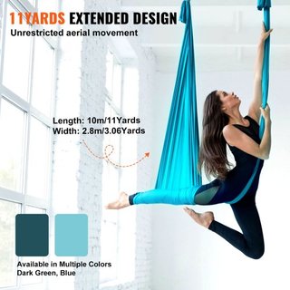 Columpio de Seda Aérea y Yoga, 11 Yardas, Kit de Hamaca de Yoga Aéreo con Tela de Nylon de 100gsm, Hardware de Rigging Completo y Guía de Configuración Fácil, Vuelo Antigravedad para Todos los Niv...