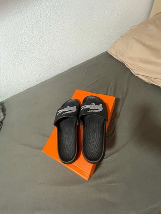 Chanclas Lacoste Hombre Negras Originales