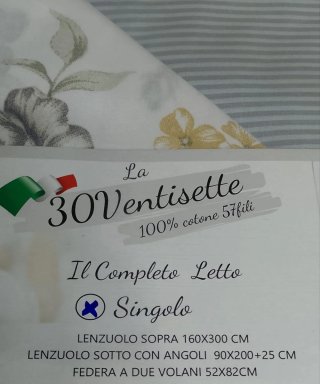 Completo Lenzuola Singolo Cotone 100%