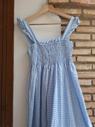 Vestido largo cuadros azul
