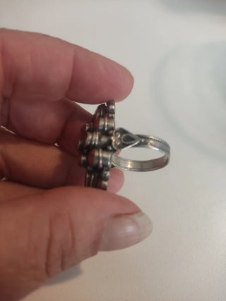 Anillo Antiguo Plata y Coral Rojo