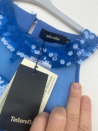 Vestido Tintoretto azul evento