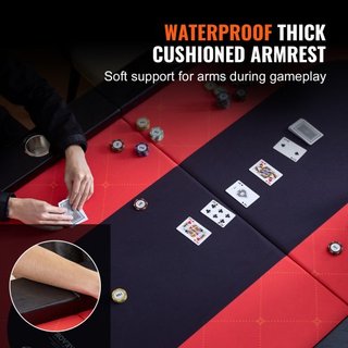 Mesa de Póker Plegable para 10 Jugadores, Mesa de Póker Texas Holdem Blackjack con Barandillas Acolchadas y Soportes para Vasos de Acero Inoxidable, Mesa de Juego de Cartas Plegable y Portátil, Me...