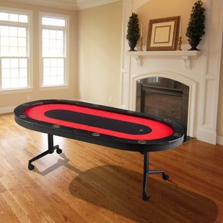 Mesa de Póker Plegable para 10 Jugadores, Mesa de Póker Texas Holdem Blackjack con Barandillas Acolchadas y Soportes para Vasos de Acero Inoxidable, Mesa de Juego de Cartas Plegable y Portátil, Me...