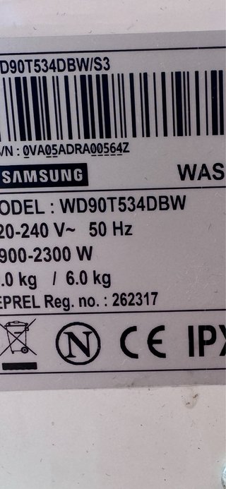 Lavadora Secadora Samsung WD90T534DBW