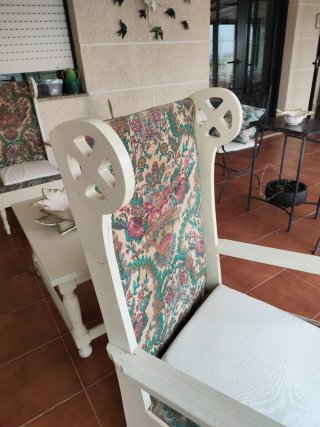 Conjunto Muebles Terraza Madera y Tela