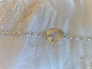 Pulsera Ángel Corazón Plata Primera Ley Rolo