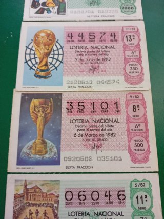 4 Billetes Lotería Nacional 1982