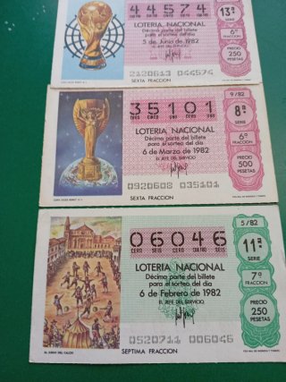 4 Billetes Lotería Nacional 1982