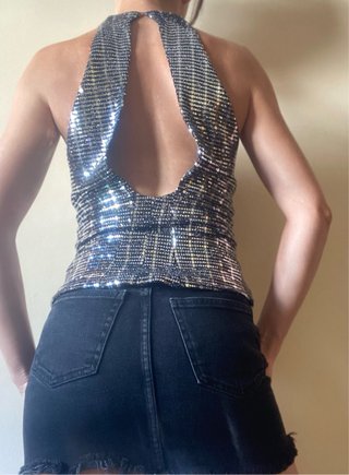 Top Zara lentejuelas plateadas Talla S