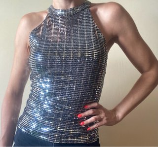 Top Zara lentejuelas plateadas Talla S