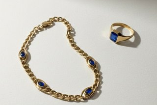 Pulsera y Anillo Oro 18k con Zafiros Azules