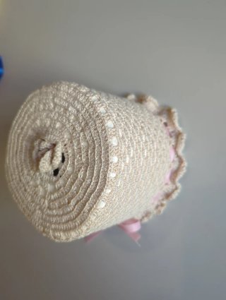 Funda ganchillo papel higiénico rosa