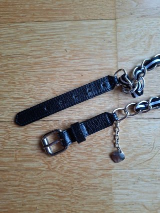 Cinturón cadena mujer negro y plata