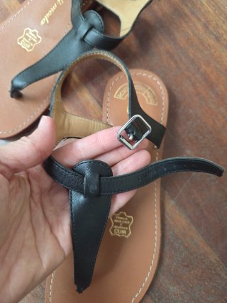 Sandalias esclava piel y cuero T.36
