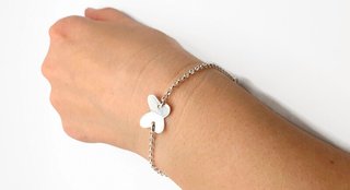 Pulsera Mariposa Plata Ley 925 Cadena Rolo