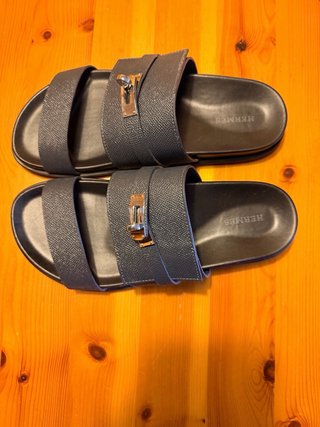 Chanclas Hermes Hombre Gris Plata