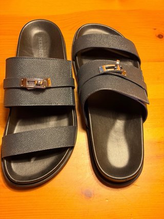Chanclas Hermes Hombre Gris Plata