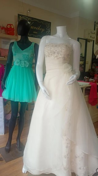 Vestido de Novia Beige/Blanco