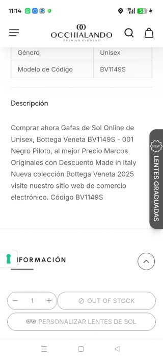 Gafas de Sol Bottega Veneta BV1149S Unisex