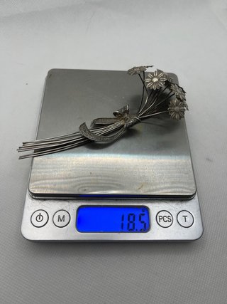 Broche Flores Plata con Diamantes