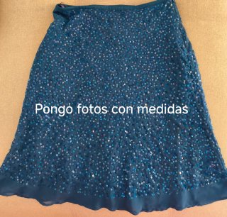 Falda lentejuelas azul petróleo T-36