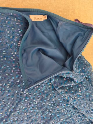 Falda lentejuelas azul petróleo T-36