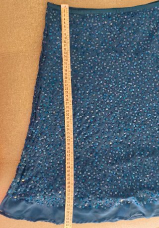 Falda lentejuelas azul petróleo T-36