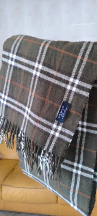 Bufanda Burberry Verde Cuadros Lana