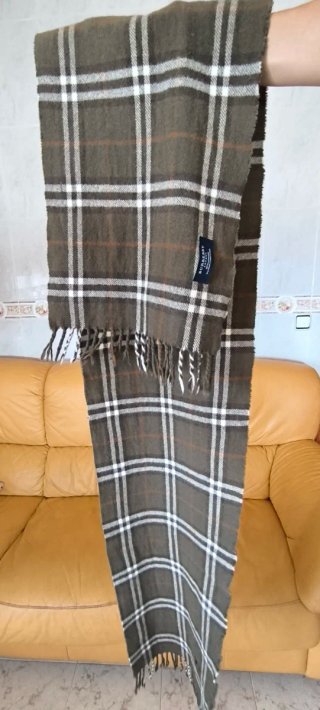 Bufanda Burberry Verde Cuadros Lana