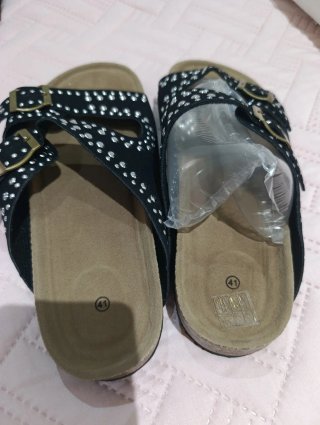 Sandalias planas negras mujer tachuelas talla 41