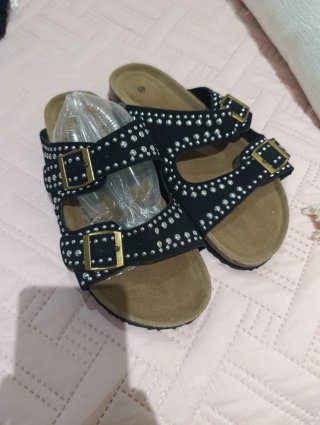 Sandalias planas negras mujer tachuelas talla 41