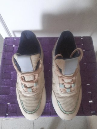 Deportivas beige y rosa mujer