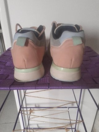 Deportivas beige y rosa mujer