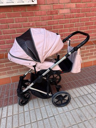 Carrito bebé polipiel rosa