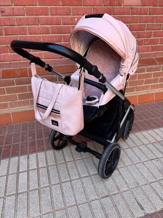 Carrito bebé polipiel rosa