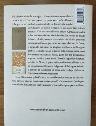 Cernuda. Nostalgia. Sevilla. Poesía en prosa