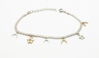 Pulsera Plata 925 Lunas y Estrellas
