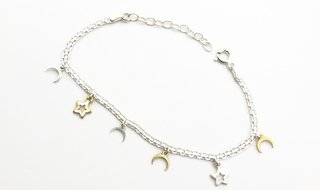 Pulsera Plata 925 Lunas y Estrellas