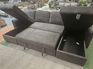 Sofá Cama Gris con Doble Chaiselongue y Arcón