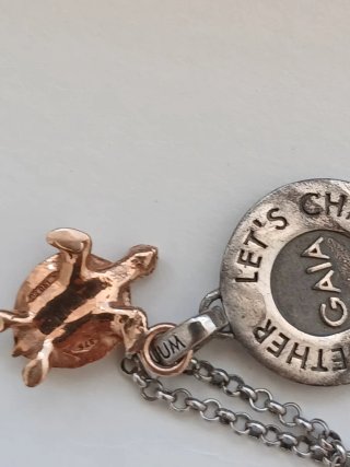 Collana GAIA argento e oro 9kt tartaruga