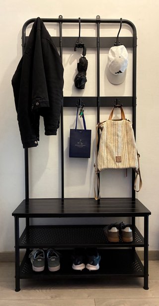 Perchero y banco zapatero, negro