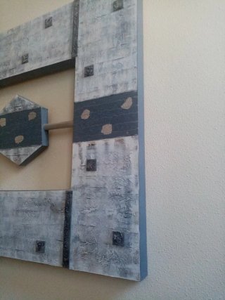 Cuadro abstracto madera y metal