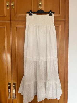 Falda/Vestido Blanco Boho Talla M