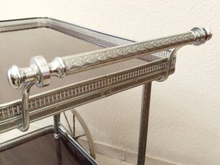 Carrito Bar camarera 80s Madera y Cromado vintage