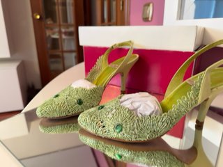 Zapatos de tacón verdes talla 38 Tacón de 7 cm.