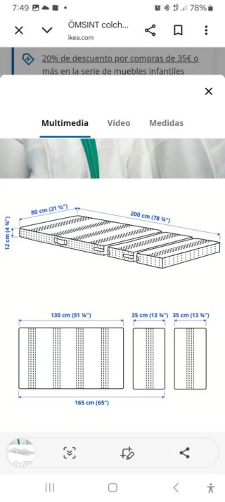 Colchón muelles. cama evolutiva IKEA (costó 139€)