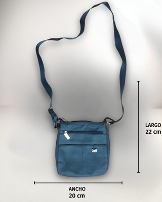 Bandolera David Jones azul petróleo 22 cm original