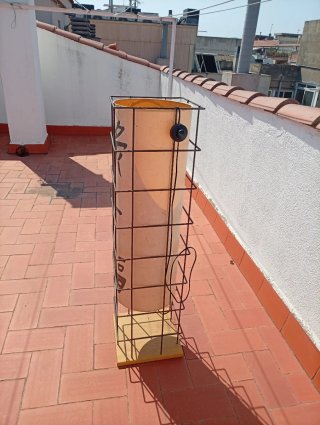 Lámpara Oriental Diseño Metal Papel Madera